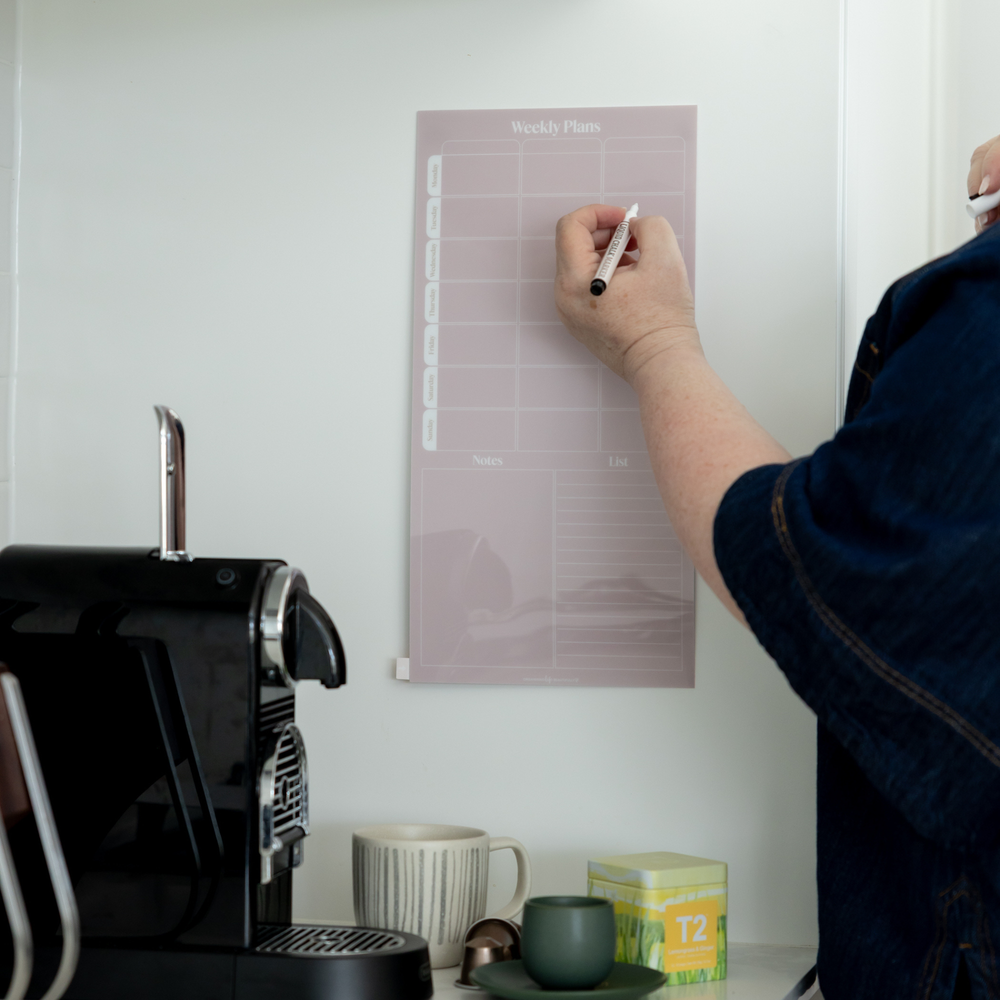 Peel & Stick Wall Planner | Reusable Weekly Schedule • 20x40cm • Rose Organising Life Beautifully