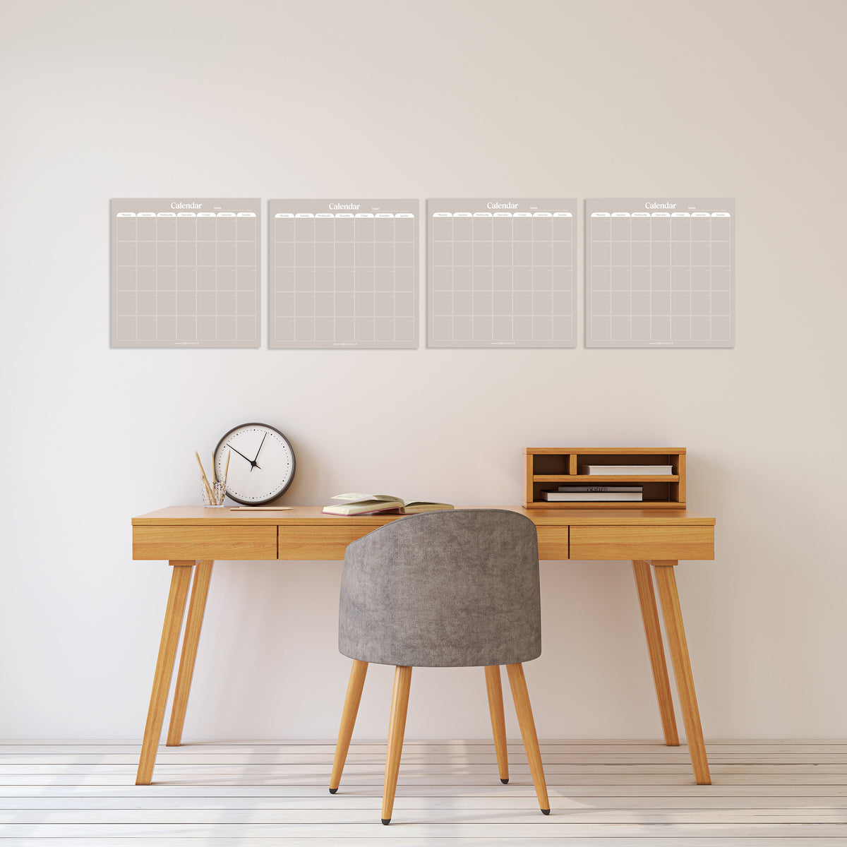 Peel & Stick Wall Calendar Set of 4 | Reusable 40x40cm Planners - Sand ...