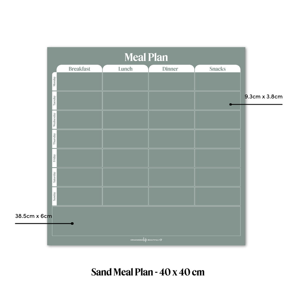 Peel & Stick Wall Planner | Reusable Meal Planner (40x40cm) Fern Organising Life Beautifully