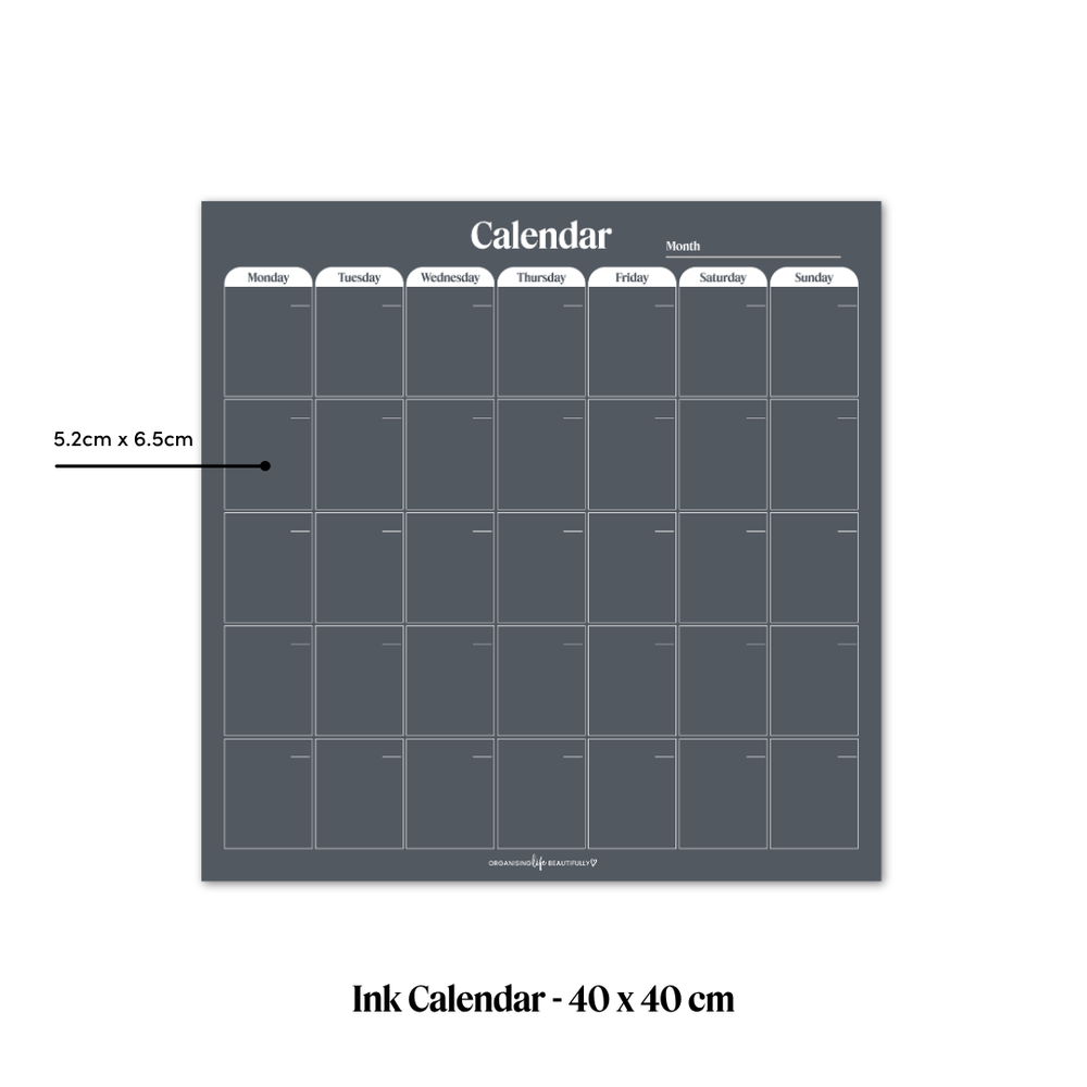 Peel & Stick Wall Planner | Reusable Monthly Calendar (40x40cm) Ink Organising Life Beautifully