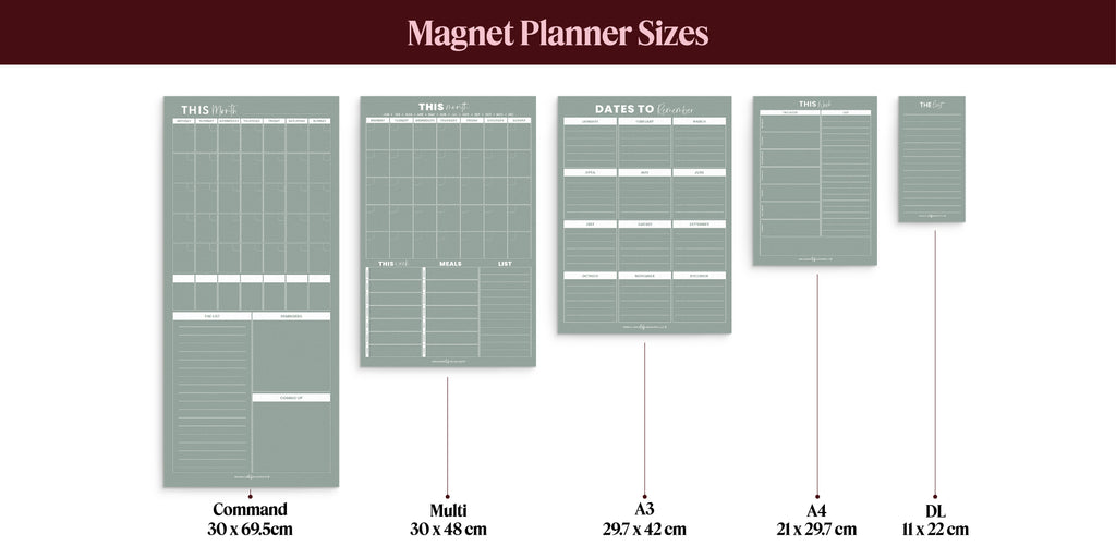 Planner Size Chart – Organising Life Beautifully