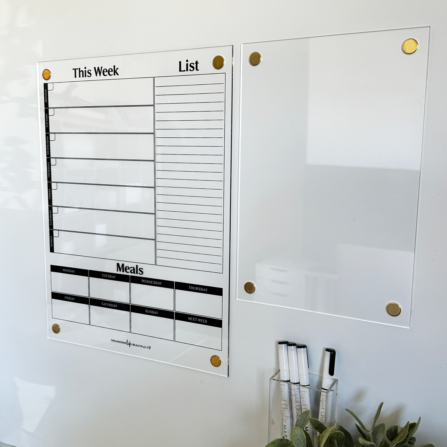 Acrylic | Meal + Week Planner - 'The Family Flow Set' Organising Life Beautifully