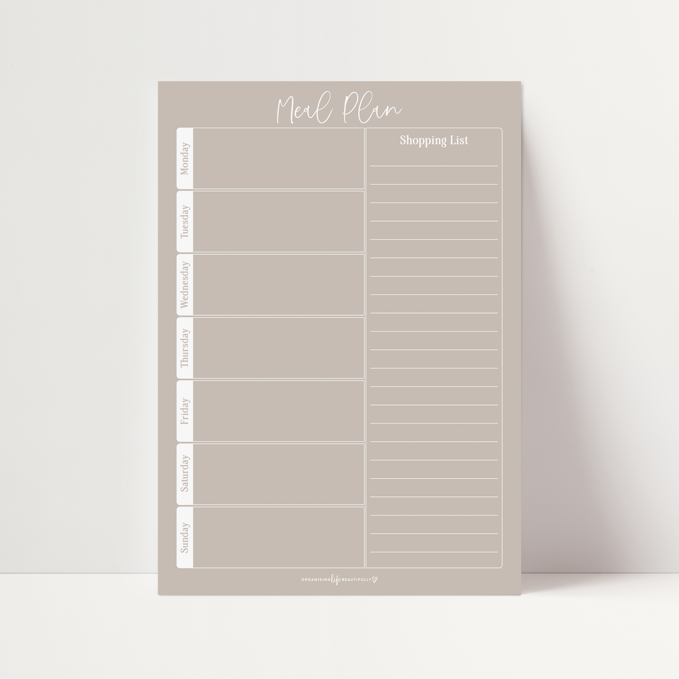 Magnet | Meal Planner - Oatmeal (A4) Organising Life Beautifully