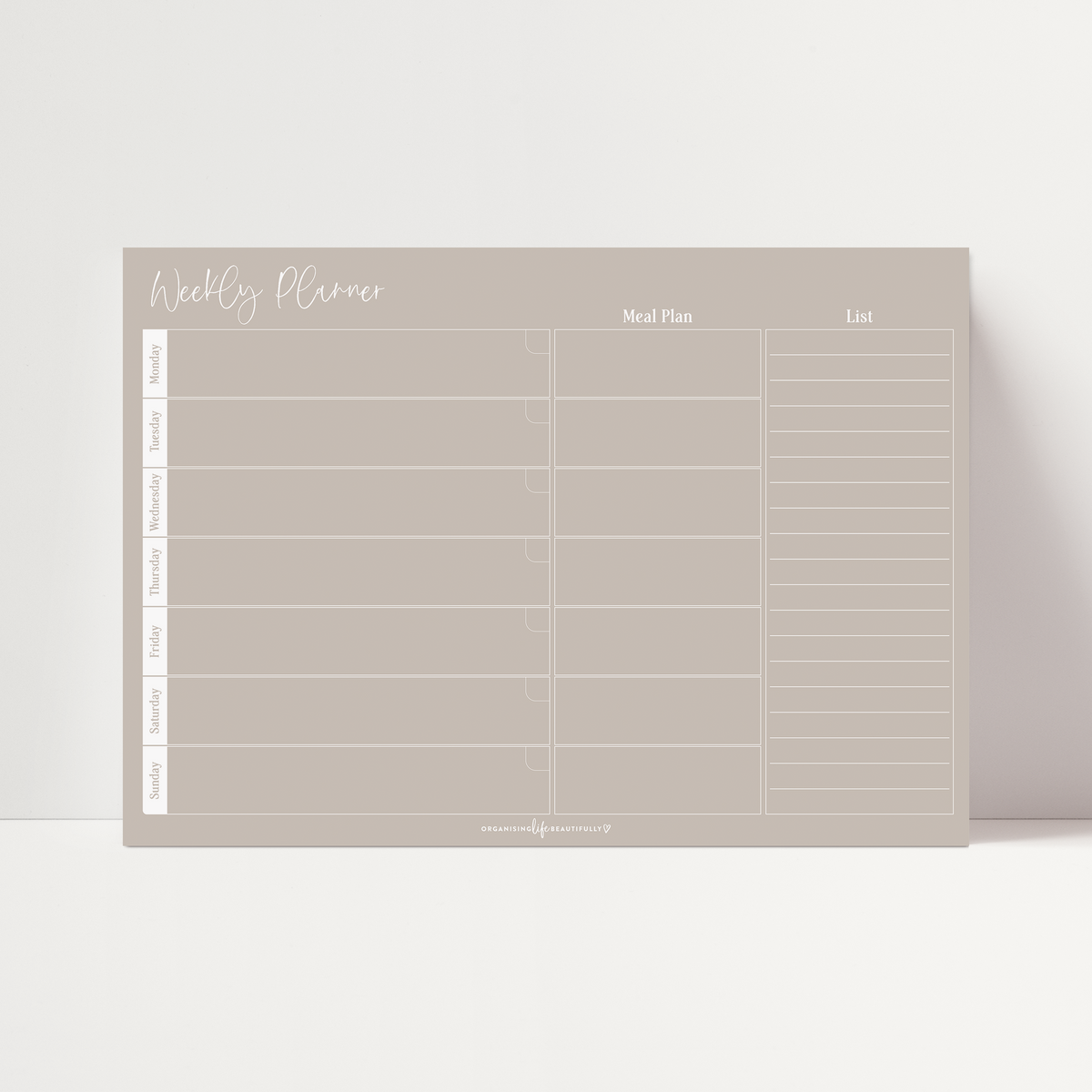 Neutral Colour Weekly Planner - plan meals, to-do's and daily ...
