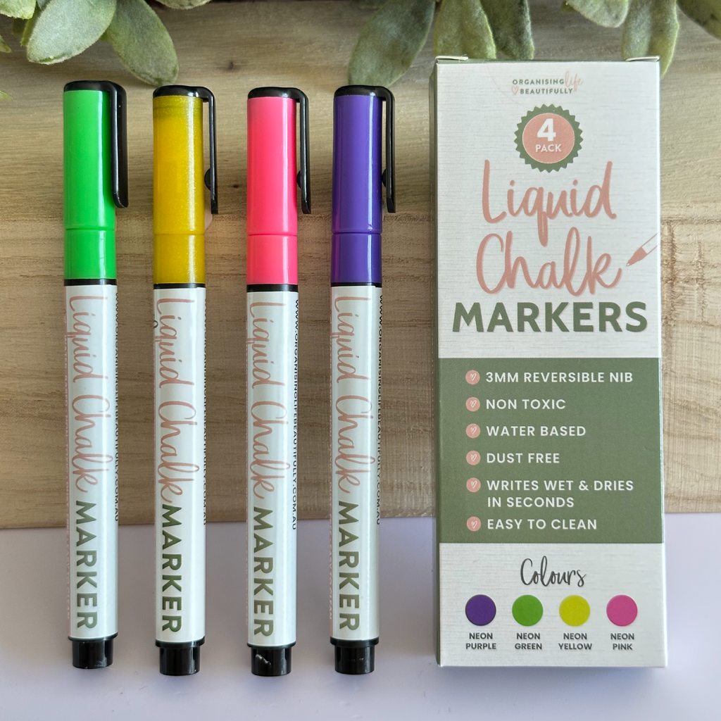 Neon liquid chalk markers pack of 4