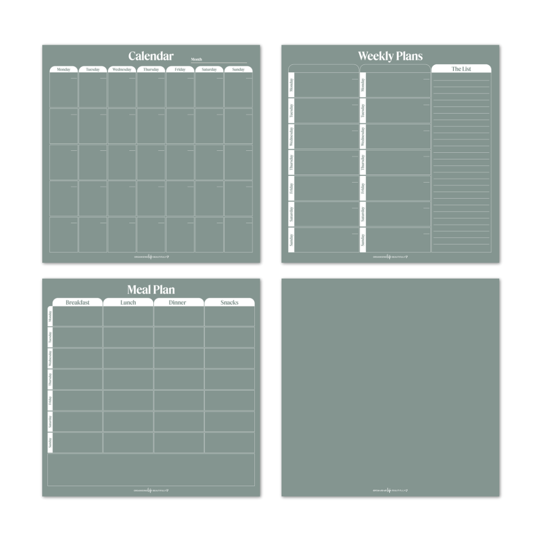 Bundle | Peel & Stick Wall Planner Set – Reusable Weekly, Meal & Calendar Planner (40x40cm) | Fern Organising Life Beautifully