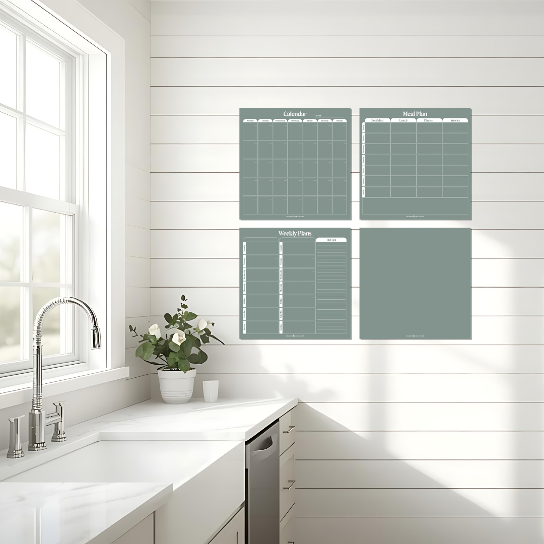 Bundle | Peel & Stick Wall Planner Set – Reusable Weekly, Meal & Calendar Planner (40x40cm) | Fern Organising Life Beautifully