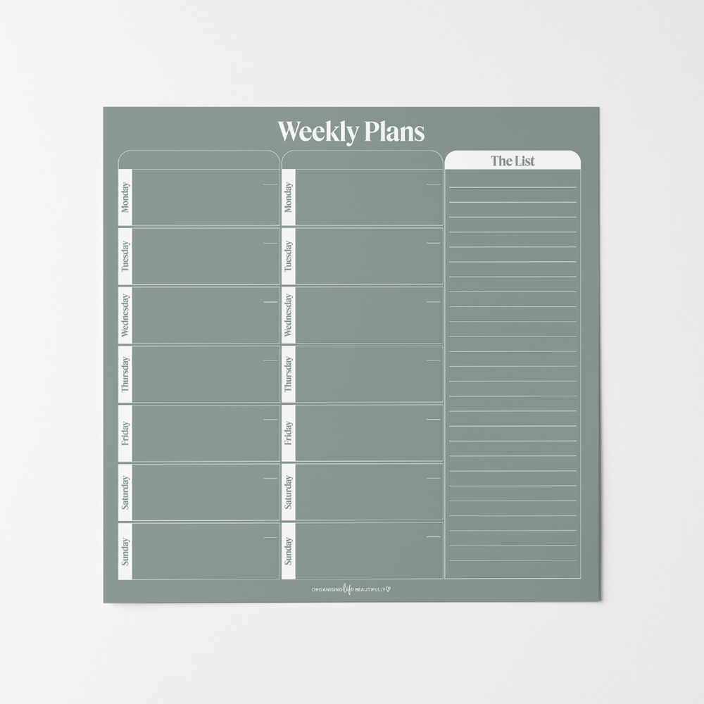 Peel & Stick Wall Planner | Reusable Weekly Planner (40x40cm) Fern Organising Life Beautifully
