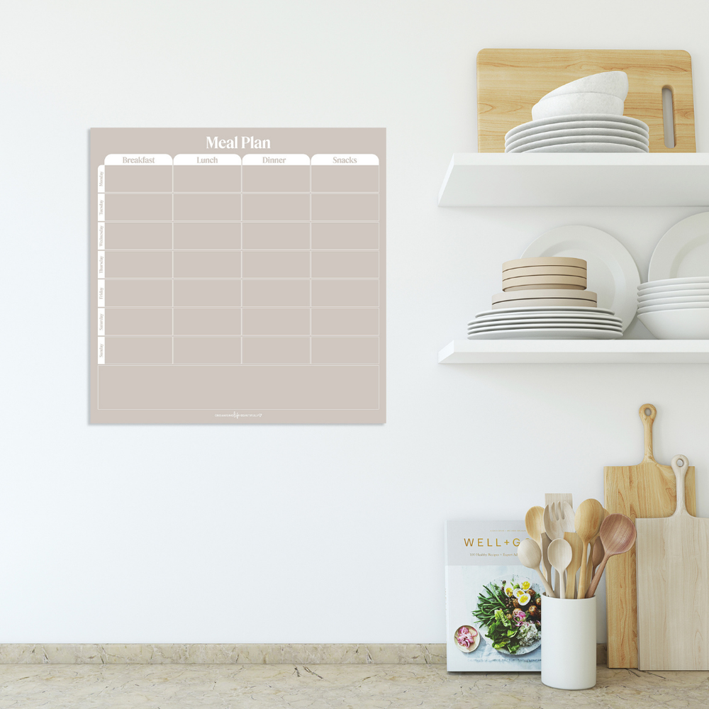 Peel & Stick Wall Planner | Reusable Meal Planner (40x40cm) Sand Organising Life Beautifully