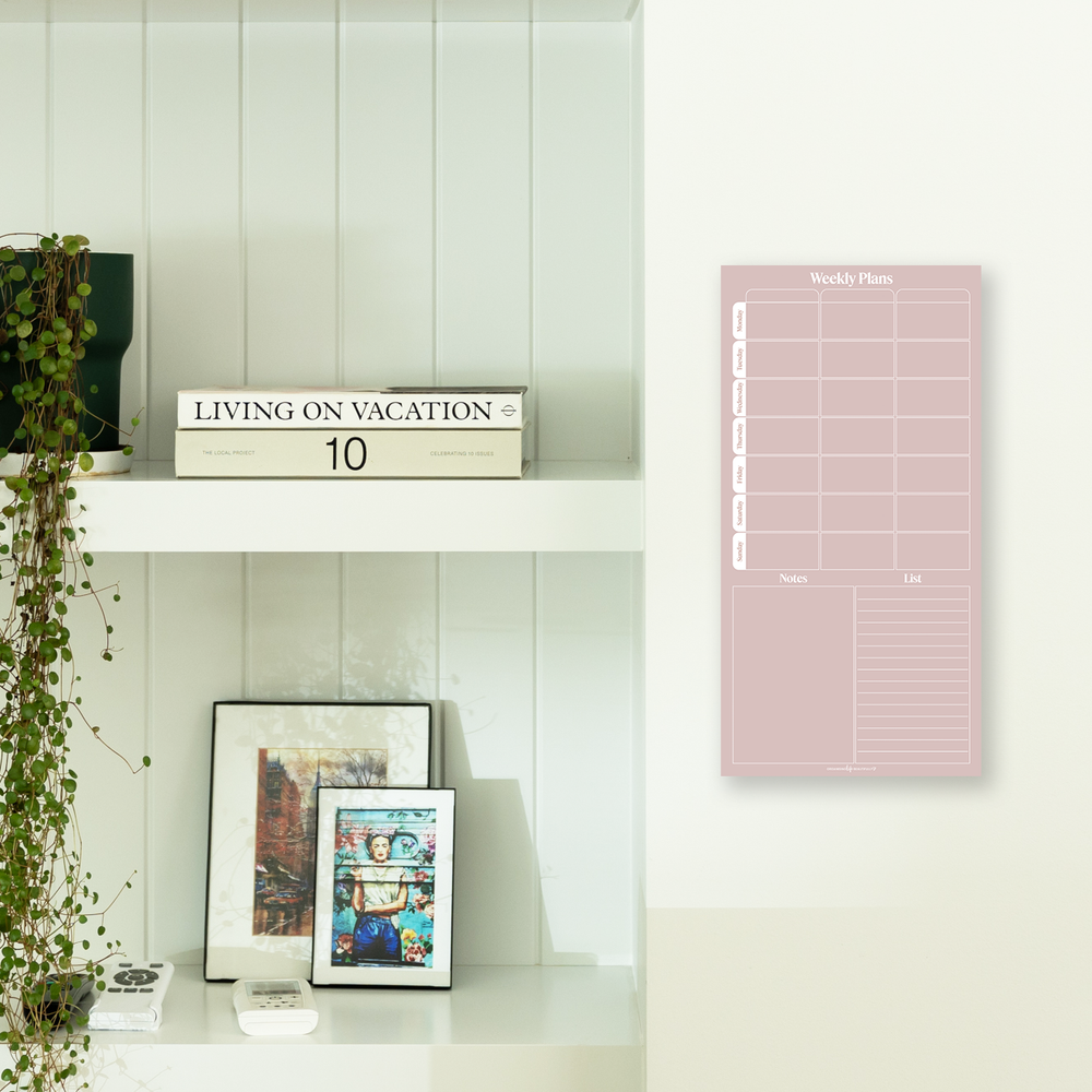 Peel & Stick Wall Planner | Reusable Weekly Schedule • 20x40cm • Rose Organising Life Beautifully