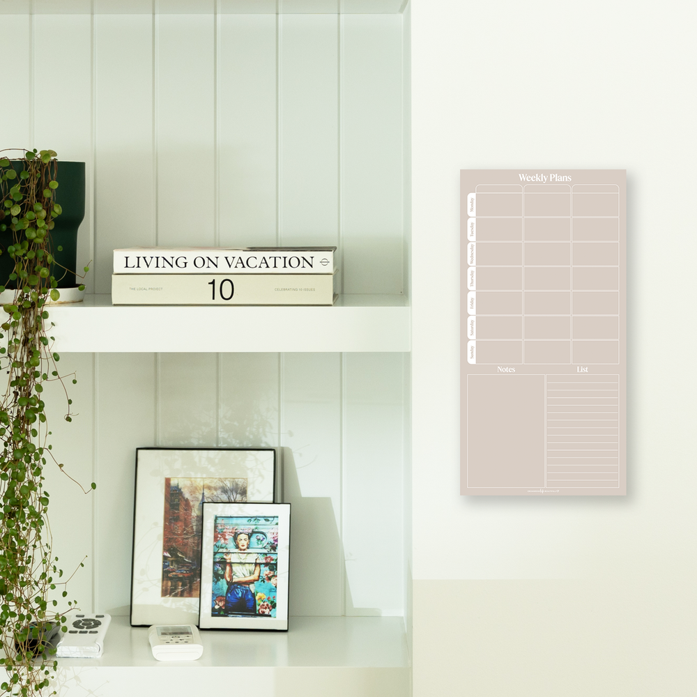 Peel & Stick Wall Planner | Reusable Weekly Schedule • 20x40cm • Sand Organising Life Beautifully