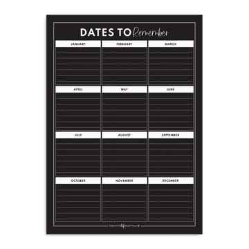 Magnet | Dates to Remember - Essentials Black - Organising Life Beautifully