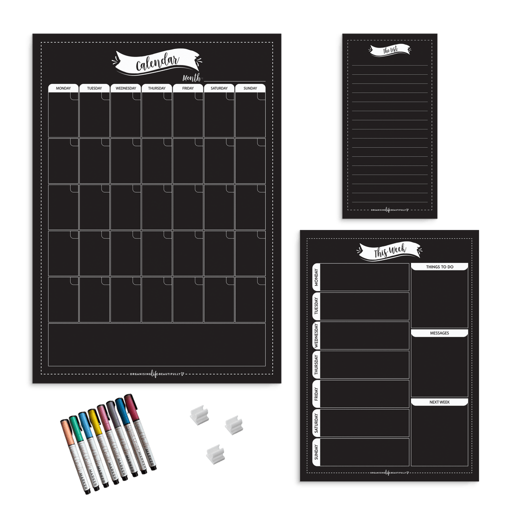 Bundle | Basic Classic Black Planner Pack - Organising Life Beautifully